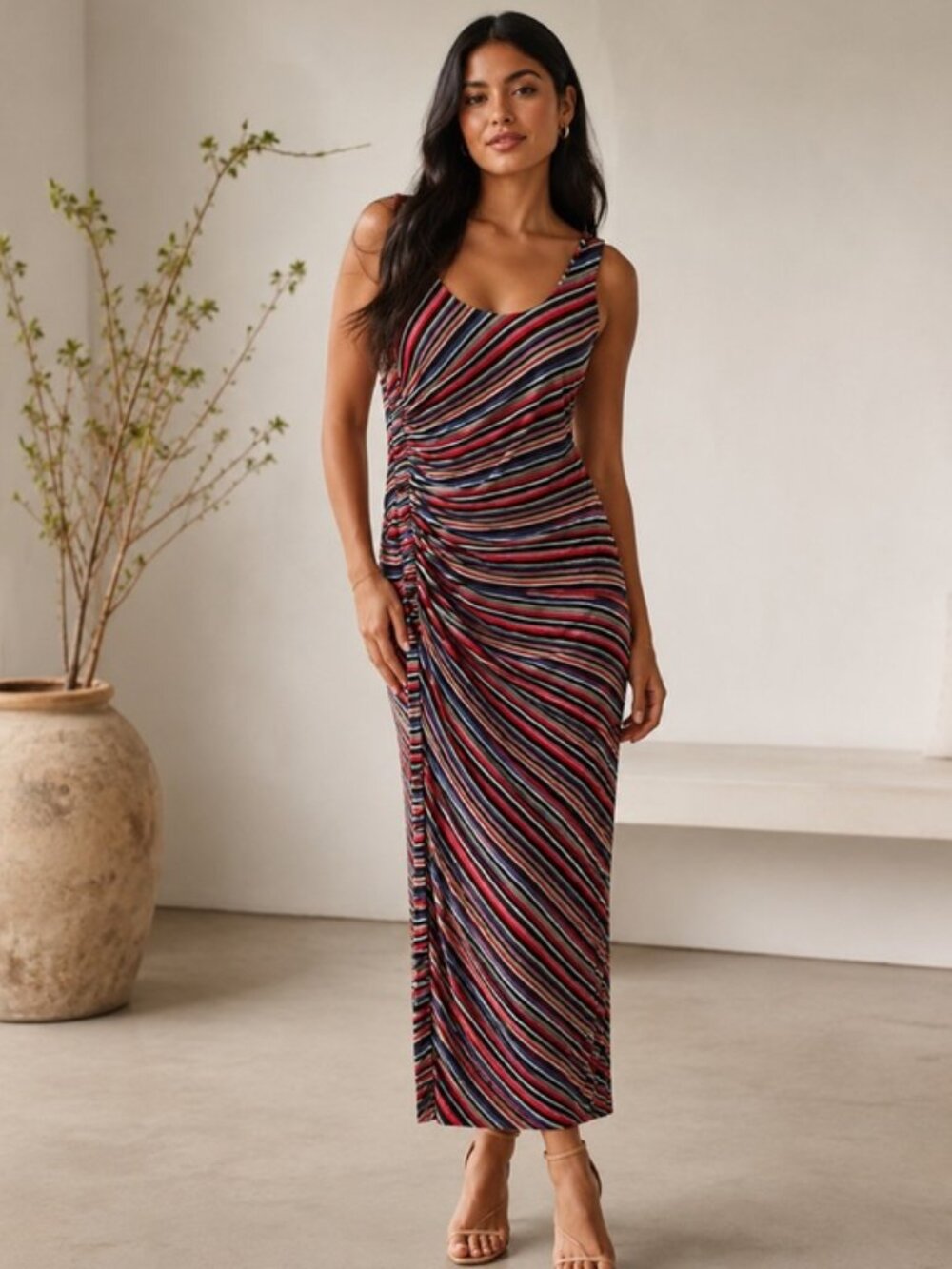 Anthropologie 'Bailey 44' Striped Maxi Dress Size S Dopamine